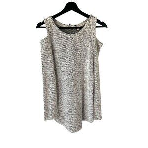 Soft Surroundings White Black Textured Cold Shoulder Top Small Petite